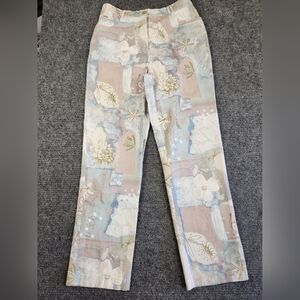 Vtg ST. JOHN SPORT BY MARIE GRAY Geometric Pastels Floral Denim Jeans Sz 8